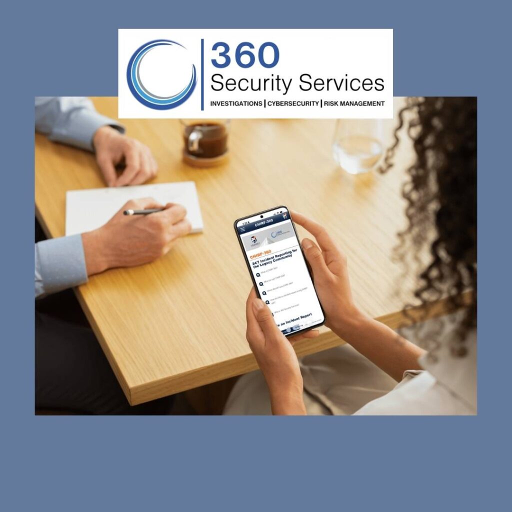 Lady holding a phone with CHIRP-360 on the screen