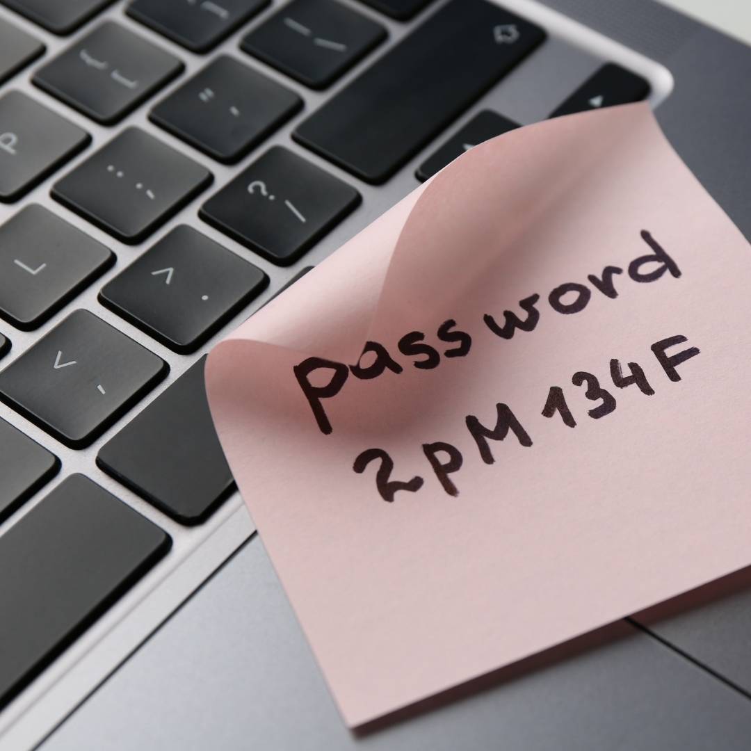strong password on a sticky note