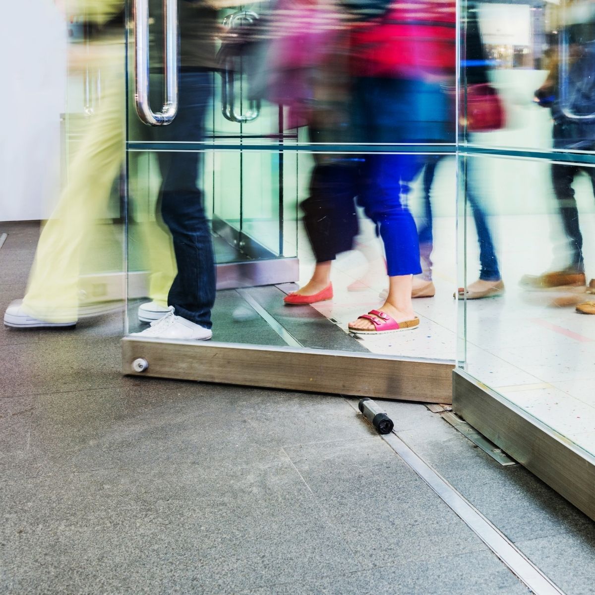 People entering a door